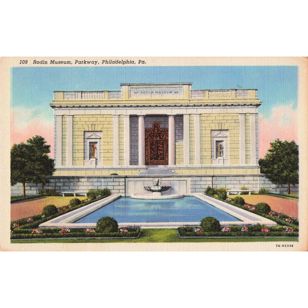 Vintage Rodin Museum Parkway Philadelphia PA Linen Postcard 109 7A-H2336 - Picture 1 of 2